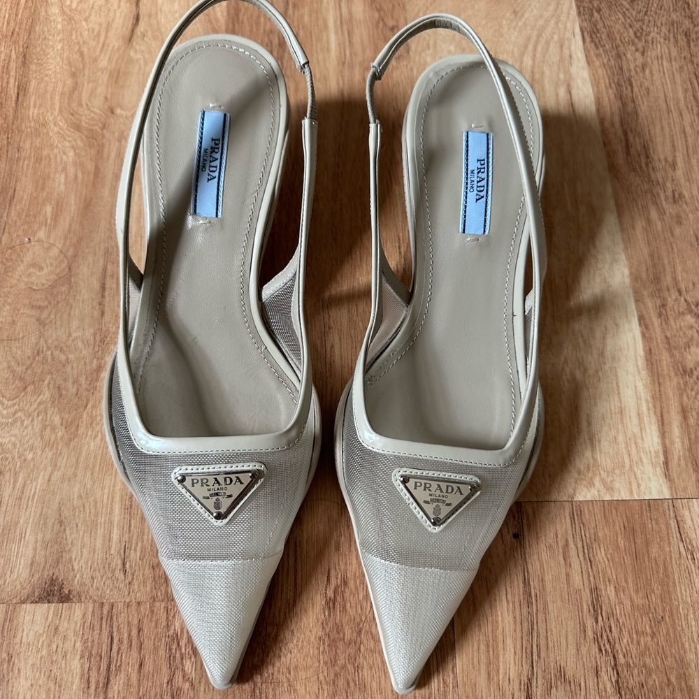 Prada Nude Mesh Slingback